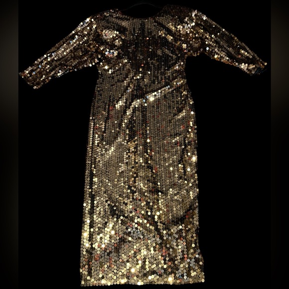 Vintage Oleg Cassini bronze sequins dress. - Picture 6 of 13
